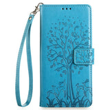 Tree & Deer Embossed Leather Phone Case, For iPhone 17e / 16e, For iPhone 17 Pro Max, For iPhone 17 Pro, For iPhone 17, For iPhone Air