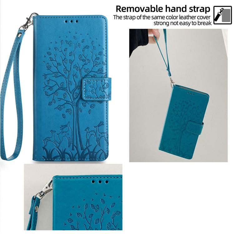 Tree & Deer Embossed Leather Phone Case, For iPhone 17e / 16e, For iPhone 17 Pro Max, For iPhone 17 Pro, For iPhone 17, For iPhone Air