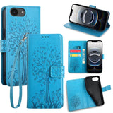 Tree & Deer Embossed Leather Phone Case, For iPhone 17e / 16e, For iPhone 17 Pro Max, For iPhone 17 Pro, For iPhone 17, For iPhone Air