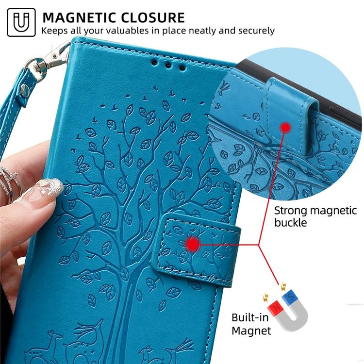 Tree & Deer Embossed Leather Phone Case, For iPhone 17e / 16e, For iPhone 17 Pro Max, For iPhone 17 Pro, For iPhone 17, For iPhone Air
