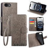 Tree & Deer Embossed Leather Phone Case, For iPhone 17e / 16e, For iPhone 17 Pro Max, For iPhone 17 Pro, For iPhone 17, For iPhone Air