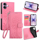 Tree & Deer Embossed Leather Phone Case, For iPhone 17e / 16e, For iPhone 17 Pro Max, For iPhone 17 Pro, For iPhone 17, For iPhone Air