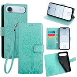 Tree & Deer Embossed Leather Phone Case, For iPhone 17e / 16e, For iPhone 17 Pro Max, For iPhone 17 Pro, For iPhone 17, For iPhone Air