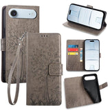Tree & Deer Embossed Leather Phone Case, For iPhone 17e / 16e, For iPhone 17 Pro Max, For iPhone 17 Pro, For iPhone 17, For iPhone Air