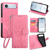Tree & Deer Embossed Leather Phone Case, For iPhone 17e / 16e, For iPhone 17 Pro Max, For iPhone 17 Pro, For iPhone 17, For iPhone Air