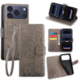 Tree & Deer Embossed Leather Phone Case, For iPhone 17e / 16e, For iPhone 17 Pro Max, For iPhone 17 Pro, For iPhone 17, For iPhone Air