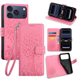 Tree & Deer Embossed Leather Phone Case, For iPhone 17e / 16e, For iPhone 17 Pro Max, For iPhone 17 Pro, For iPhone 17, For iPhone Air