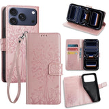 Tree & Deer Embossed Leather Phone Case, For iPhone 17e / 16e, For iPhone 17 Pro Max, For iPhone 17 Pro, For iPhone 17, For iPhone Air