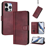 Line Splicing Buckle Retro Leather Phone Case, For iPhone 16 Pro, For iPhone 16 Plus, For iPhone 16, For iPhone 15 Pro Max, For iPhone 15 Pro, For iPhone 15 Plus