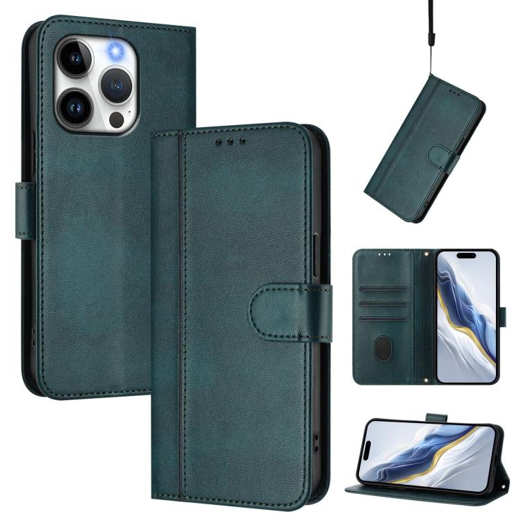Line Splicing Buckle Retro Leather Phone Case, For iPhone 16 Pro, For iPhone 16 Plus, For iPhone 16, For iPhone 15 Pro Max, For iPhone 15 Pro, For iPhone 15 Plus
