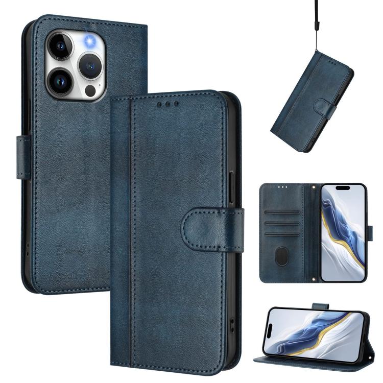 Line Splicing Buckle Retro Leather Phone Case, For iPhone 16 Pro, For iPhone 16 Plus, For iPhone 16, For iPhone 15 Pro Max, For iPhone 15 Pro, For iPhone 15 Plus