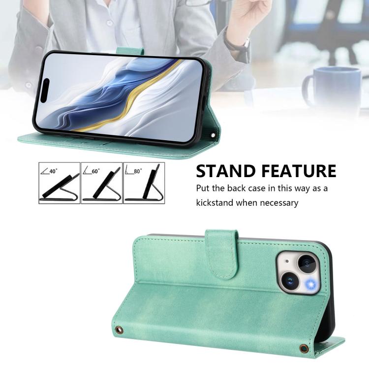 Line Splicing Buckle Retro Leather Phone Case, For iPhone 15, For iPhone 14 Plus, For iPhone 14 / 13, For iPhone 14 Pro, For iPhone 14 Pro Max, For iPhone 7 / 8 / SE 2022