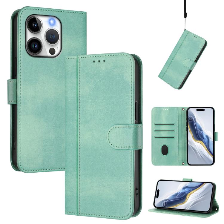 Line Splicing Buckle Retro Leather Phone Case, For iPhone 15, For iPhone 14 Plus, For iPhone 14 / 13, For iPhone 14 Pro, For iPhone 14 Pro Max, For iPhone 7 / 8 / SE 2022