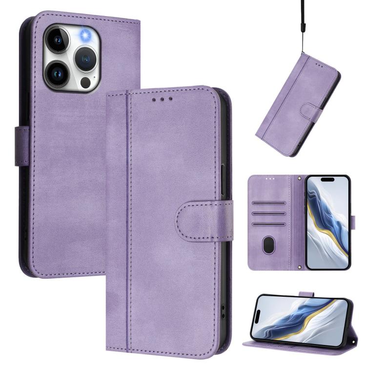Line Splicing Buckle Retro Leather Phone Case, For iPhone 15, For iPhone 14 Plus, For iPhone 14 / 13, For iPhone 14 Pro, For iPhone 14 Pro Max, For iPhone 7 / 8 / SE 2022