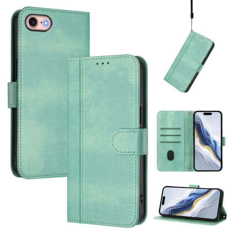 Line Splicing Buckle Retro Leather Phone Case, For iPhone 15, For iPhone 14 Plus, For iPhone 14 / 13, For iPhone 14 Pro, For iPhone 14 Pro Max, For iPhone 7 / 8 / SE 2022