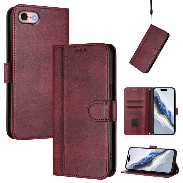Line Splicing Buckle Retro Leather Phone Case, For iPhone 15, For iPhone 14 Plus, For iPhone 14 / 13, For iPhone 14 Pro, For iPhone 14 Pro Max, For iPhone 7 / 8 / SE 2022