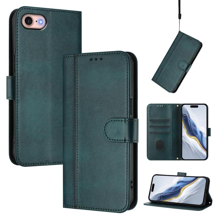 Line Splicing Buckle Retro Leather Phone Case, For iPhone 15, For iPhone 14 Plus, For iPhone 14 / 13, For iPhone 14 Pro, For iPhone 14 Pro Max, For iPhone 7 / 8 / SE 2022