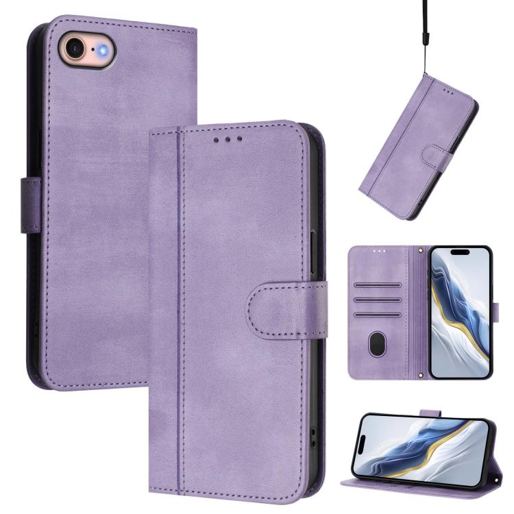 Line Splicing Buckle Retro Leather Phone Case, For iPhone 15, For iPhone 14 Plus, For iPhone 14 / 13, For iPhone 14 Pro, For iPhone 14 Pro Max, For iPhone 7 / 8 / SE 2022