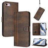 Line Splicing Buckle Retro Leather Phone Case, For iPhone 15, For iPhone 14 Plus, For iPhone 14 / 13, For iPhone 14 Pro, For iPhone 14 Pro Max, For iPhone 7 / 8 / SE 2022
