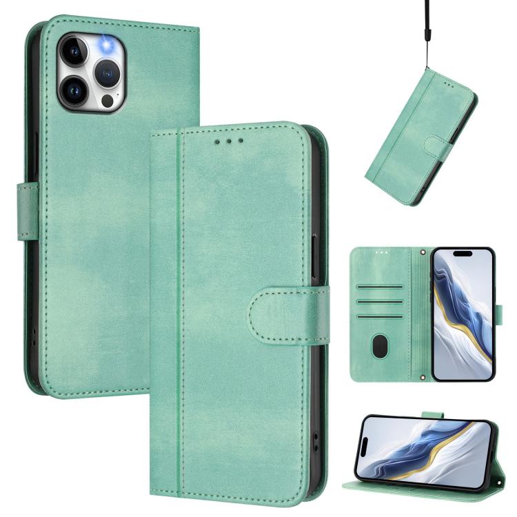 Line Splicing Buckle Retro Leather Phone Case, For iPhone 13 Pro Max, For iPhone 13 Pro, For iPhone 13 mini, For iPhone 12 / 12 Pro, For iPhone 12 Pro Max, For iPhone 12 mini