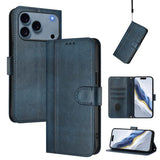 Line Splicing Buckle Retro Leather Phone Case, For iPhone 17e / 16e, For iPhone 17 Pro Max, For iPhone 17 Pro, For iPhone 17, For iPhone Air, For iPhone 16 Pro Max