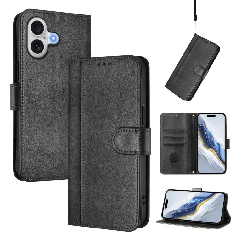 Line Splicing Buckle Retro Leather Phone Case, For iPhone 17e / 16e, For iPhone 17 Pro Max, For iPhone 17 Pro, For iPhone 17, For iPhone Air, For iPhone 16 Pro Max