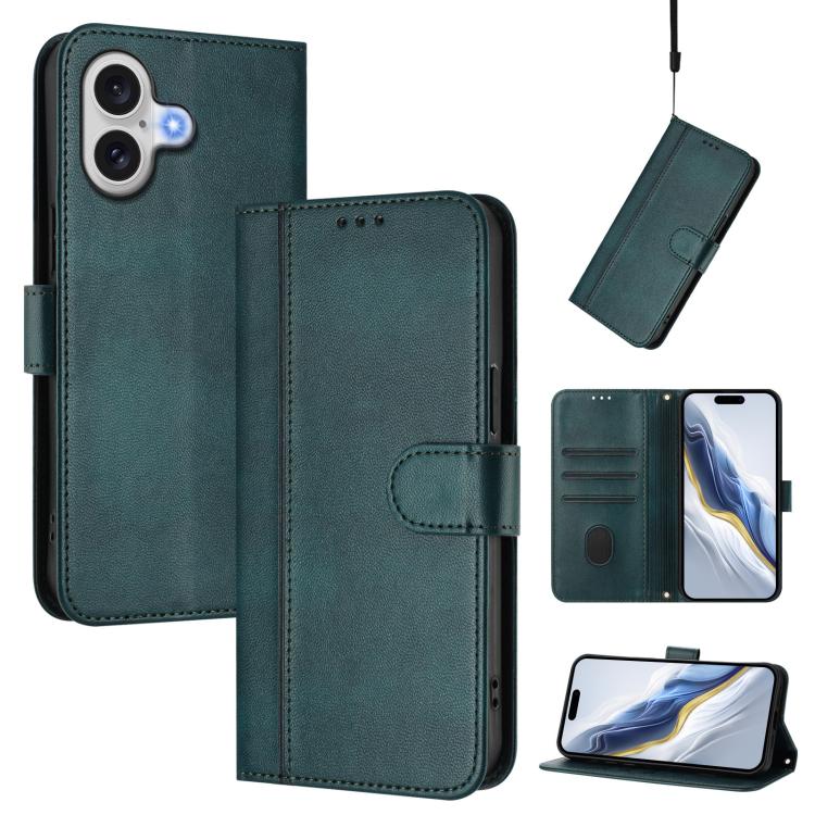 Line Splicing Buckle Retro Leather Phone Case, For iPhone 17e / 16e, For iPhone 17 Pro Max, For iPhone 17 Pro, For iPhone 17, For iPhone Air, For iPhone 16 Pro Max