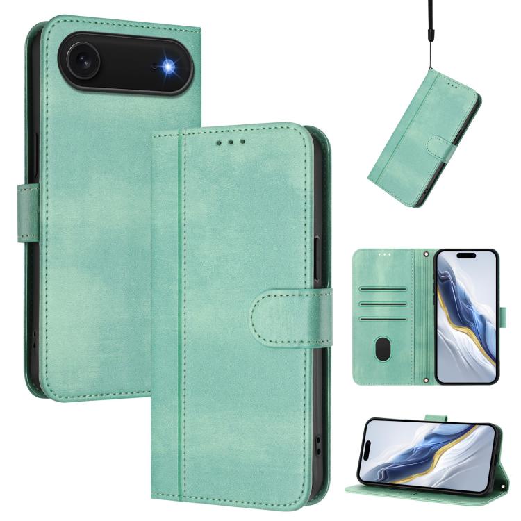 Line Splicing Buckle Retro Leather Phone Case, For iPhone 17e / 16e, For iPhone 17 Pro Max, For iPhone 17 Pro, For iPhone 17, For iPhone Air, For iPhone 16 Pro Max