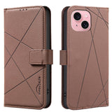 Geometric Pattern RFID Leather Phone Case, For iPhone 16, For iPhone 15 Pro Max, For iPhone 15 Pro, For iPhone 14 Plus / 15 Plus, For iPhone 15, For iPhone 13 / 14, For iPhone 14 Pro, For iPhone 14 Pro Max