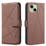 Geometric Pattern RFID Leather Phone Case, For iPhone 16, For iPhone 15 Pro Max, For iPhone 15 Pro, For iPhone 14 Plus / 15 Plus, For iPhone 15, For iPhone 13 / 14, For iPhone 14 Pro, For iPhone 14 Pro Max