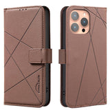 Geometric Pattern RFID Leather Phone Case, For iPhone 16, For iPhone 15 Pro Max, For iPhone 15 Pro, For iPhone 14 Plus / 15 Plus, For iPhone 15, For iPhone 13 / 14, For iPhone 14 Pro, For iPhone 14 Pro Max