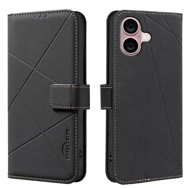 Geometric Pattern RFID Leather Phone Case, For iPhone 16, For iPhone 15 Pro Max, For iPhone 15 Pro, For iPhone 14 Plus / 15 Plus, For iPhone 15, For iPhone 13 / 14, For iPhone 14 Pro, For iPhone 14 Pro Max