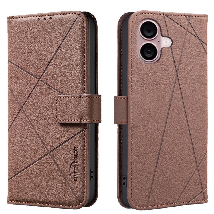 Geometric Pattern RFID Leather Phone Case, For iPhone 16e / 17e, For iPhone 17 Pro Max, For iPhone 17 Pro, For iPhone 17, For iPhone Air, For iPhone 16 Pro Max, For iPhone 16 Pro, For iPhone 16 Plus