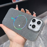 Glitter Powder Plating MagSafe IMD Full Coverage Phone Case, For iPhone 15 Pro, For iPhone 15 Plus, For iPhone 15, For iPhone 14 Pro, For iPhone 14 Pro Max, For iPhone 13 Pro Max, For iPhone 13 Pro, For iPhone 14 / 13