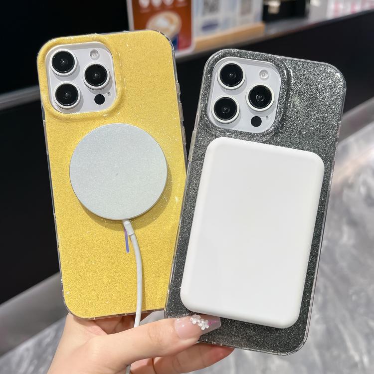 Glitter Powder Plating MagSafe IMD Full Coverage Phone Case, For iPhone 15 Pro, For iPhone 15 Plus, For iPhone 15, For iPhone 14 Pro, For iPhone 14 Pro Max, For iPhone 13 Pro Max, For iPhone 13 Pro, For iPhone 14 / 13