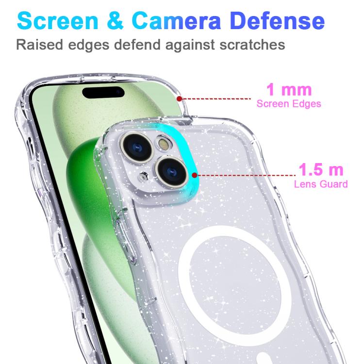 Wave Glitter MagSafe Magnetic TPU Phone Case, For iPhone 15 Pro Max, For iPhone 15 Pro, For iPhone 15 Plus, For iPhone 15