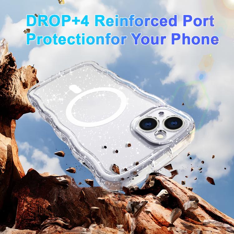 Wave Glitter MagSafe Magnetic TPU Phone Case, For iPhone 15 Pro Max, For iPhone 15 Pro, For iPhone 15 Plus, For iPhone 15