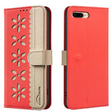 Splicing Color Hollow Flower Pattern RFID Leather Phone Case, For iPhone XS Max, For iPhone 6 Plus / 7 Plus / 8 Plus, For iPhone 6 / 7 / 8