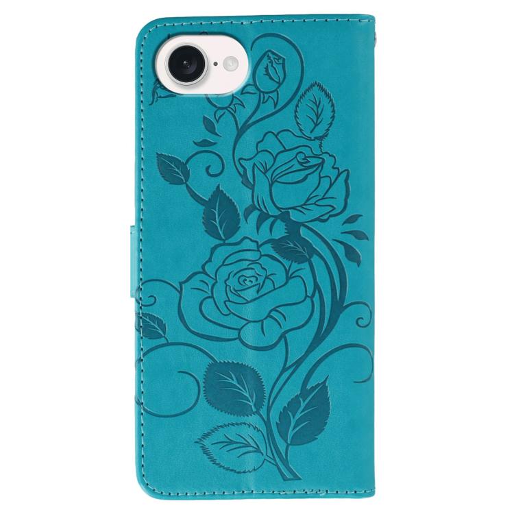 Rose Butterfly Embossed Leather Phone Case, For iPhone 17e / 16e, For iPhone 17 Pro Max, For iPhone 17 Pro, For iPhone 17, For iPhone Air