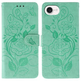 Rose Butterfly Embossed Leather Phone Case, For iPhone 17e / 16e, For iPhone 17 Pro Max, For iPhone 17 Pro, For iPhone 17, For iPhone Air