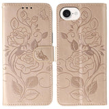 Rose Butterfly Embossed Leather Phone Case, For iPhone 17e / 16e, For iPhone 17 Pro Max, For iPhone 17 Pro, For iPhone 17, For iPhone Air