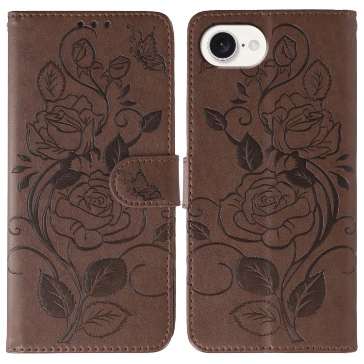 Rose Butterfly Embossed Leather Phone Case, For iPhone 17e / 16e, For iPhone 17 Pro Max, For iPhone 17 Pro, For iPhone 17, For iPhone Air