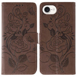 Rose Butterfly Embossed Leather Phone Case, For iPhone 17e / 16e, For iPhone 17 Pro Max, For iPhone 17 Pro, For iPhone 17, For iPhone Air