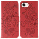 Rose Butterfly Embossed Leather Phone Case, For iPhone 17e / 16e, For iPhone 17 Pro Max, For iPhone 17 Pro, For iPhone 17, For iPhone Air