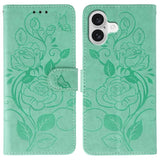 Rose Butterfly Embossed Leather Phone Case, For iPhone 17e / 16e, For iPhone 17 Pro Max, For iPhone 17 Pro, For iPhone 17, For iPhone Air