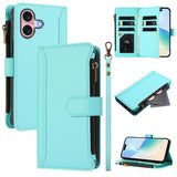 Magnetic Closure 9 Card Slots Zipper Leather Case with Hand Strap, For iPhone 16, For iPhone 15 Pro Max, For iPhone 15 Pro, For iPhone 15 Plus, For iPhone 15, For iPhone 14 Plus, For iPhone 14 / 13, For iPhone 14 Pro