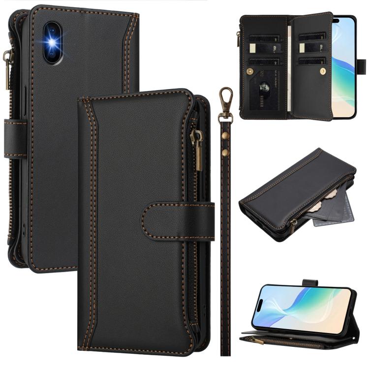 Magnetic Closure 9 Card Slots Zipper Leather Case with Hand Strap, For iPhone 11 Pro Max, For iPhone 11, For iPhone 11 Pro, For iPhone XS / X, For iPhone XR, For iPhone XS Max, For iPhone 8 Plus / 7 Plus