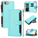 Magnetic Closure 9 Card Slots Zipper Leather Case with Hand Strap, For iPhone 14 Pro Max, For iPhone SE 2022 / 2020 / 8 / 7, For iPhone 13 Pro Max, For iPhone 13 Pro, For iPhone 13 mini, For iPhone 12 / 12 Pro, For iPhone 12 Pro Max, For iPhone 12 mini