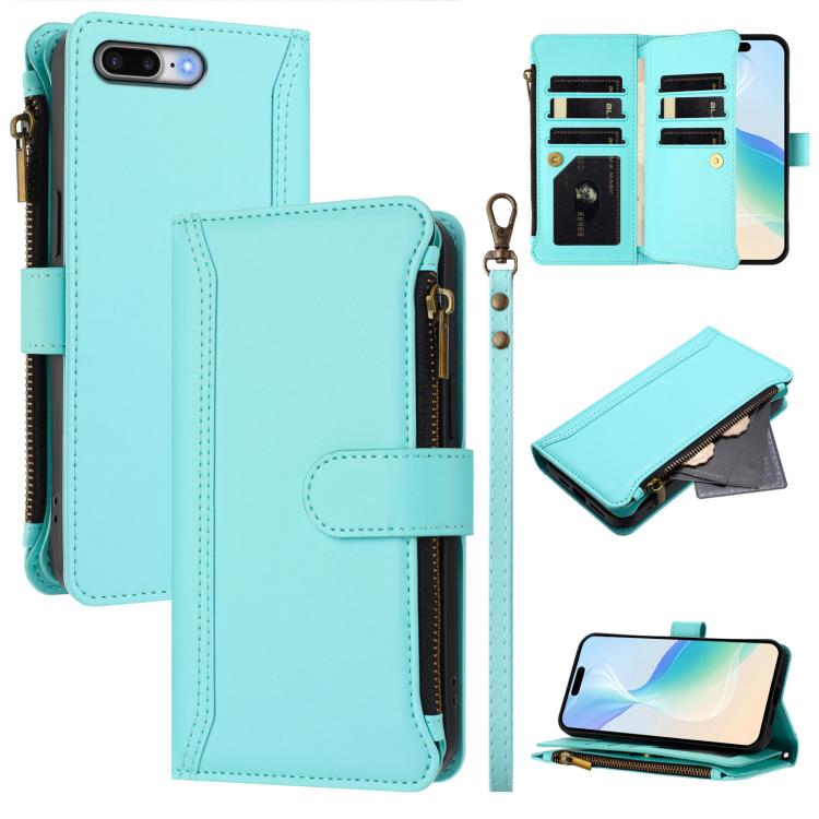 Magnetic Closure 9 Card Slots Zipper Leather Case with Hand Strap, For iPhone 11 Pro Max, For iPhone 11, For iPhone 11 Pro, For iPhone XS / X, For iPhone XR, For iPhone XS Max, For iPhone 8 Plus / 7 Plus