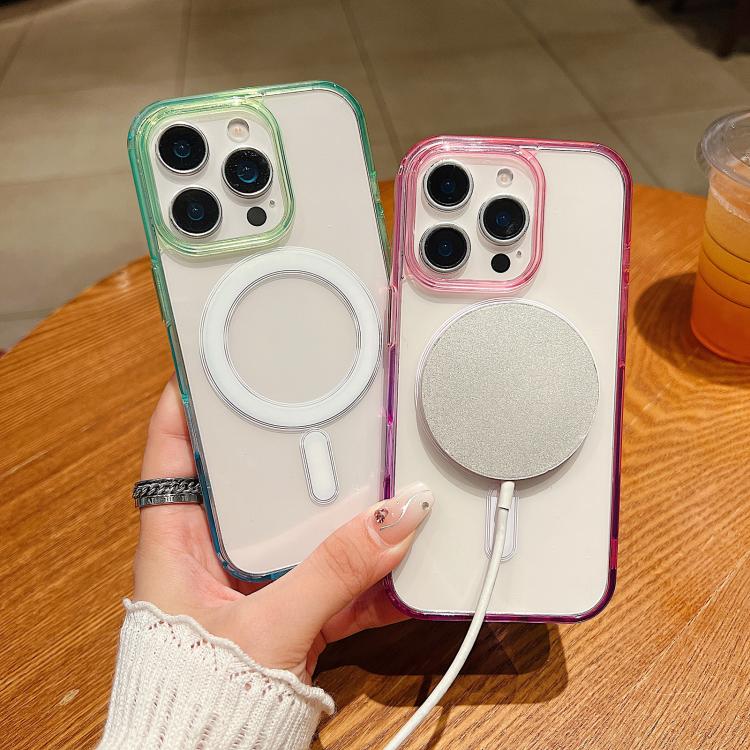 Contrast Color Gradient Transparent MagSafe Phone Case, For iPhone 12 mini, For iPhone 11 Pro Max, For iPhone 11, For iPhone 11 Pro